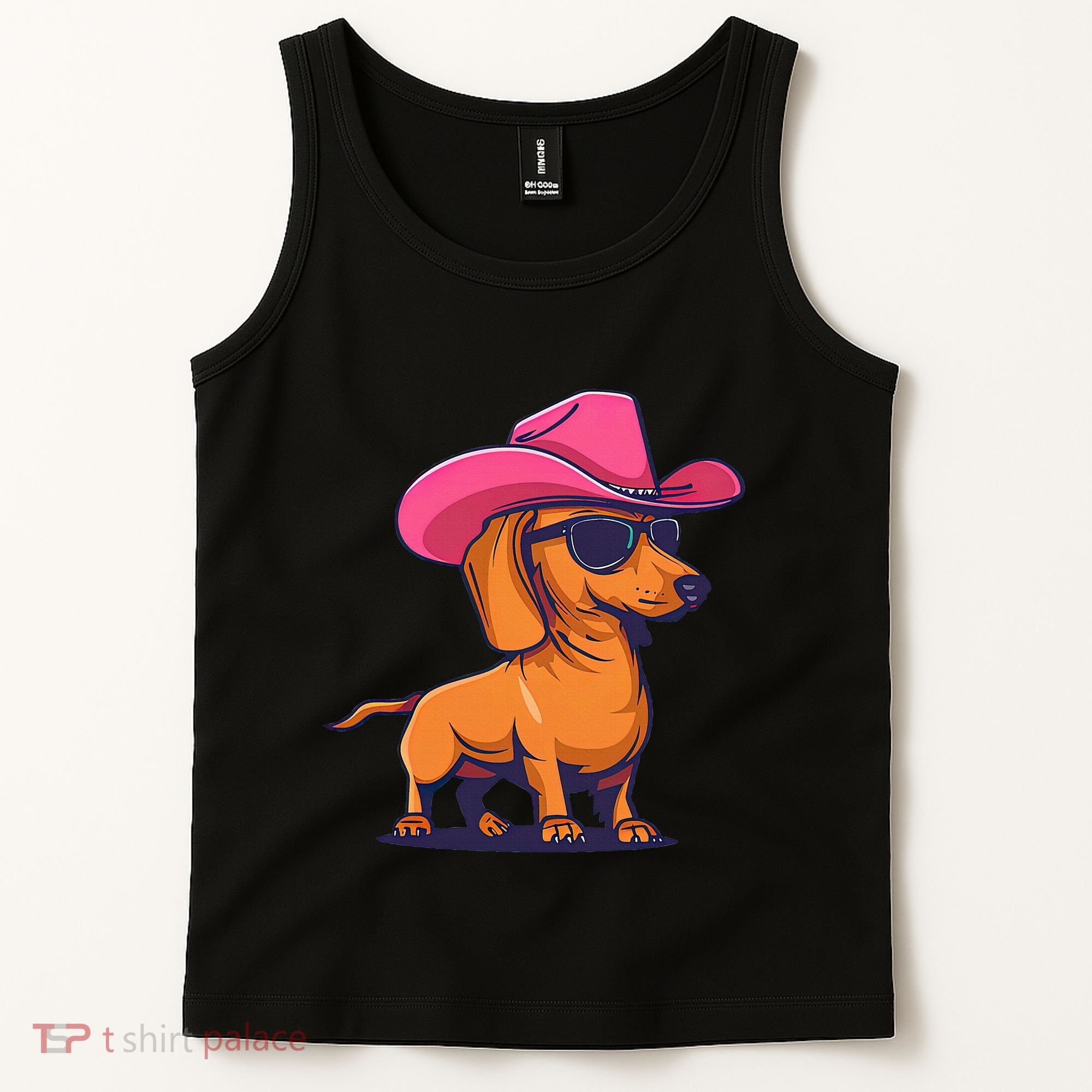 Cute Dachshund Cowboy Hat Wiener Sausage Dog Puppy Tank Top