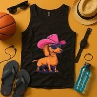 Cute Dachshund Cowboy Hat Wiener Sausage Dog Puppy Tank Top thumb 4