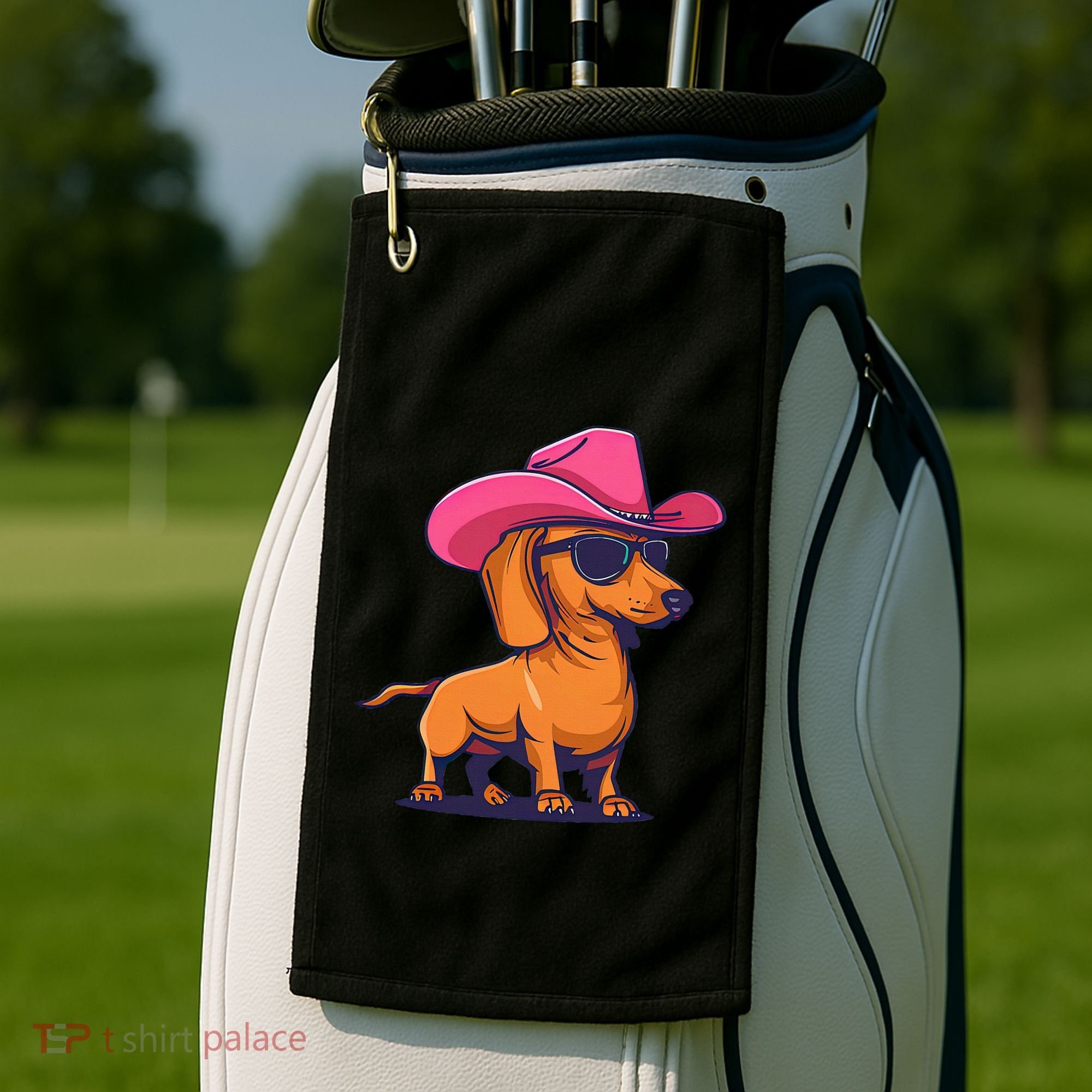 Cute Dachshund Cowboy Hat Wiener Sausage Dog Puppy Golf Towel