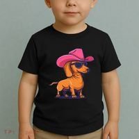 Cute Dachshund Cowboy Hat Wiener Sausage Dog Puppy Toddler T-Shirt thumb 2