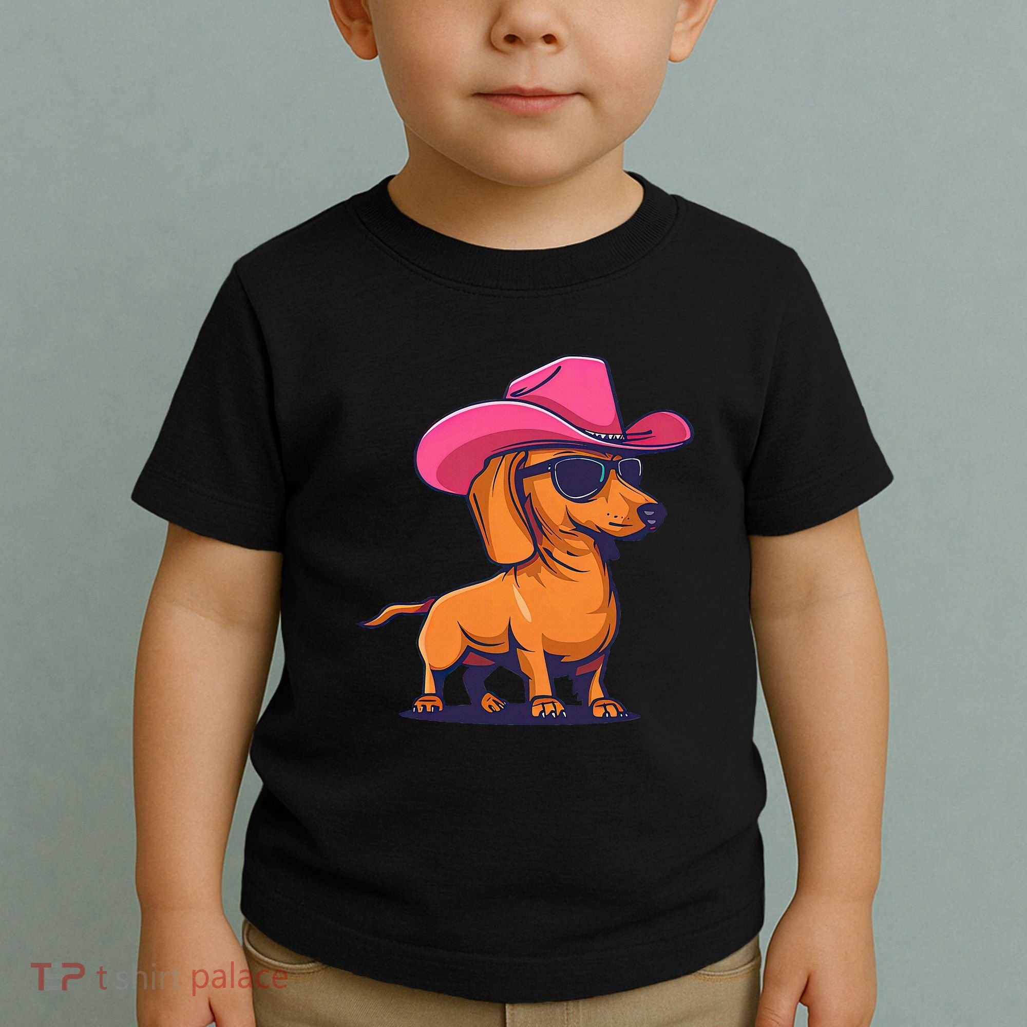 Cute Dachshund Cowboy Hat Wiener Sausage Dog Puppy Toddler T-Shirt