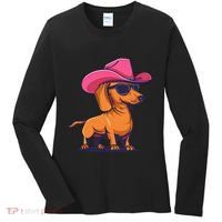 Cute Dachshund Cowboy Hat Wiener Sausage Dog Puppy Women's Long Sleeve Shirt thumb 0