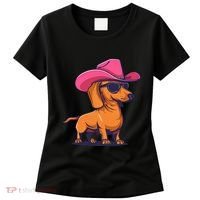Cute Dachshund Cowboy Hat Wiener Sausage Dog Puppy Women's T-Shirt thumb 0