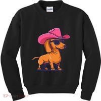 Cute Dachshund Cowboy Hat Wiener Sausage Dog Puppy Kids Sweatshirt thumb 0