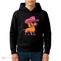 Cute Dachshund Cowboy Hat Wiener Sausage Dog Puppy Kids Hoodie thumb 4