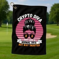 Crypto Diva, Crypto Mom, Plan B, HODL Bitcoin, Blockchain, Crypto Queen Golf Towel thumb 1