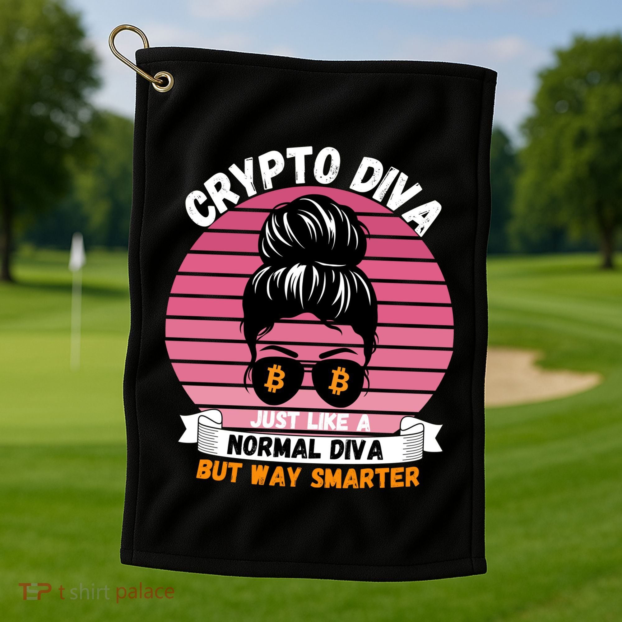 Crypto Diva, Crypto Mom, Plan B, HODL Bitcoin, Blockchain, Crypto Queen Golf Towel