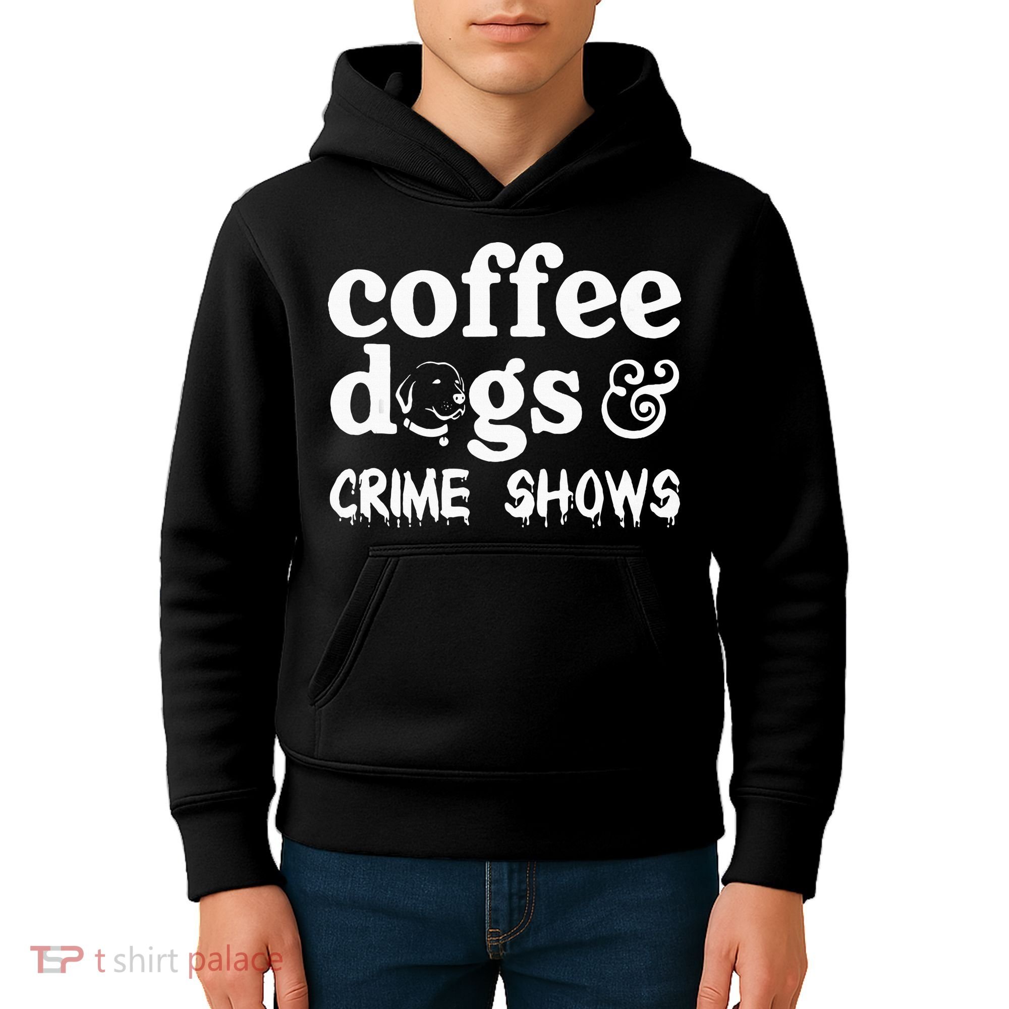 Coffee Dogs Crime Shows Funny Coffee Dog Lovers Kids Hoodie