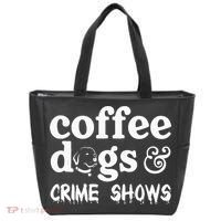 Coffee Dogs Crime Shows Funny Coffee Dog Lovers Tote Bag thumb 0