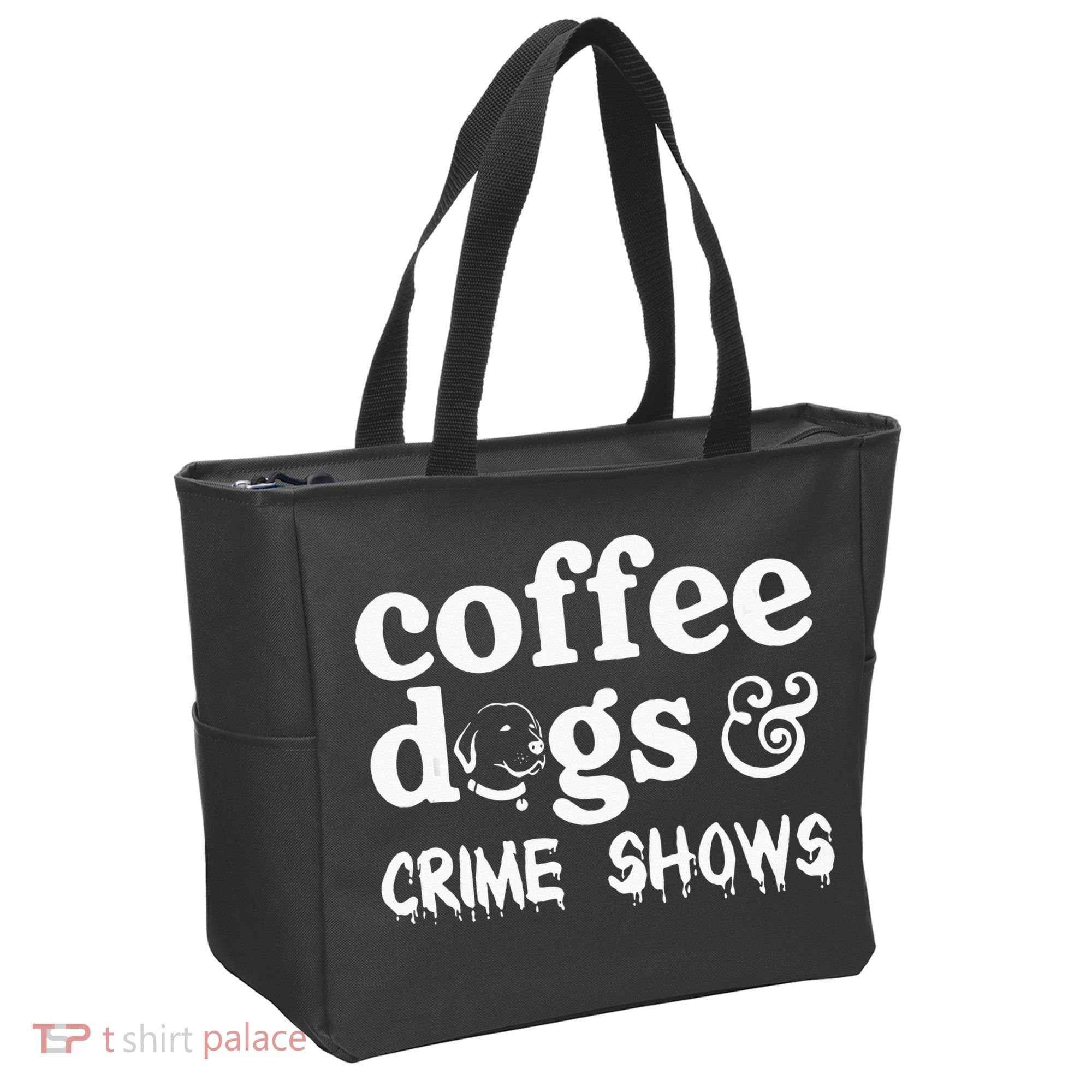 Coffee Dogs Crime Shows Funny Coffee Dog Lovers Tote Bag
