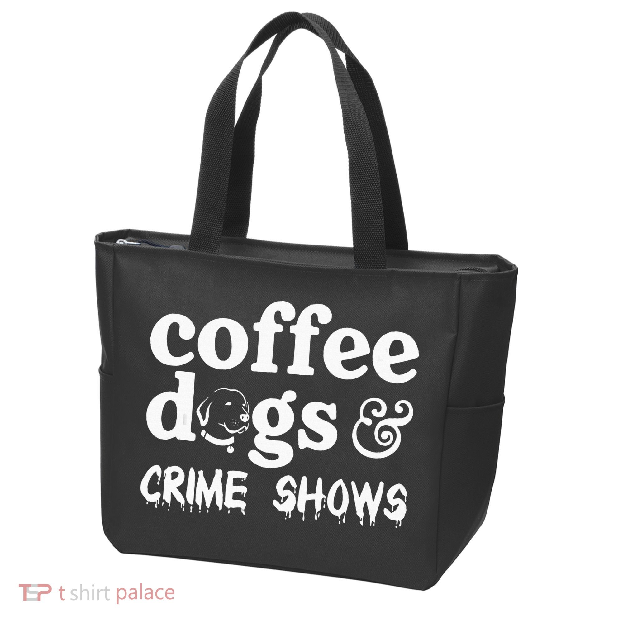 Coffee Dogs Crime Shows Funny Coffee Dog Lovers Tote Bag