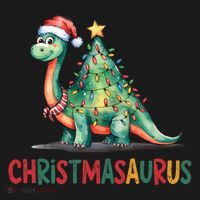 Chrismasaurus Dinosaur Christmas Tree Cute Flexfit Unipanel Trucker Cap thumb 2