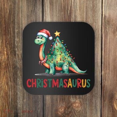 Chrismasaurus Dinosaur Christmas Tree Cute Coaster