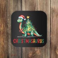 Chrismasaurus Dinosaur Christmas Tree Cute Coaster thumb 0