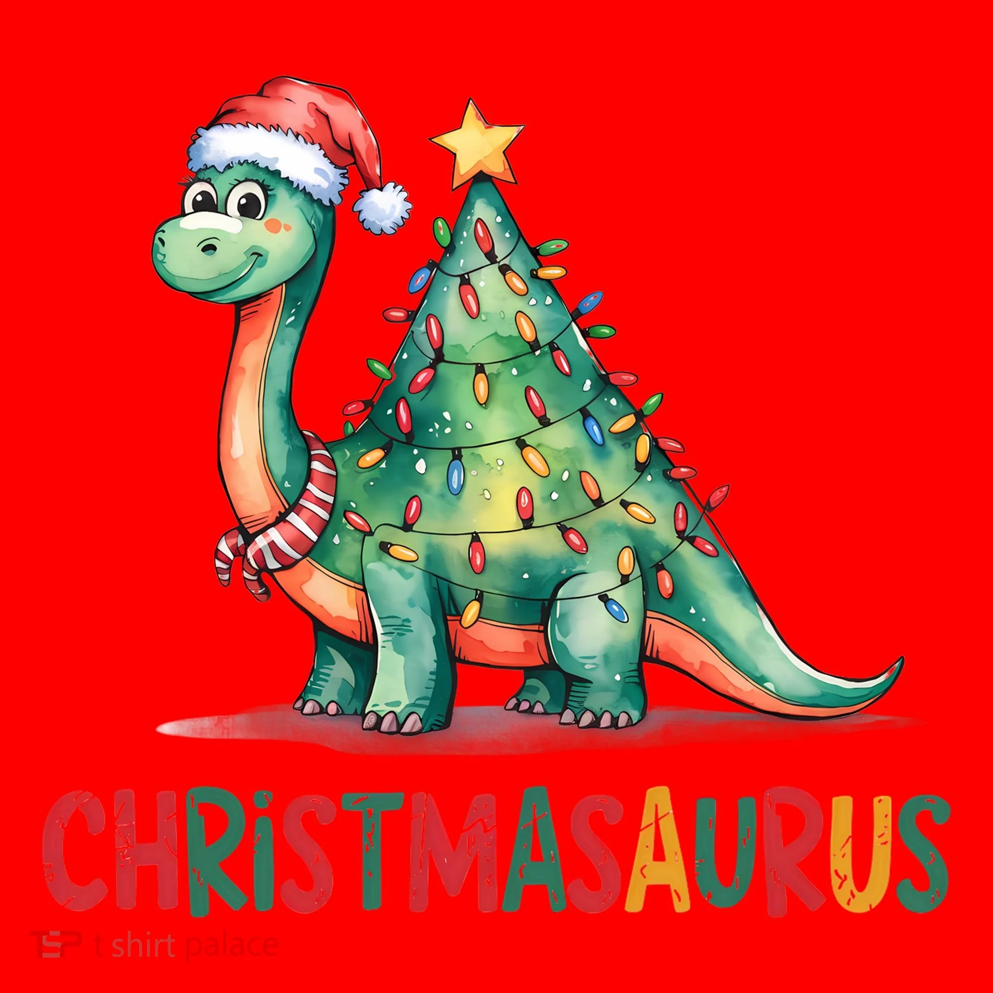 Chrismasaurus Dinosaur Christmas Tree Cute Santa Hat