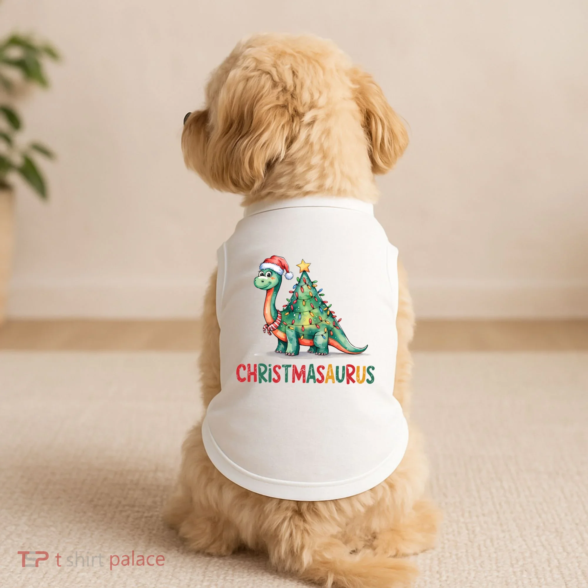 Chrismasaurus Dinosaur Christmas Tree Cute Doggie Tank