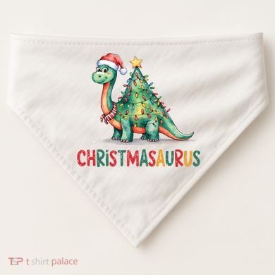 Chrismasaurus Dinosaur Christmas Tree Cute USA-Made Doggie Bandana