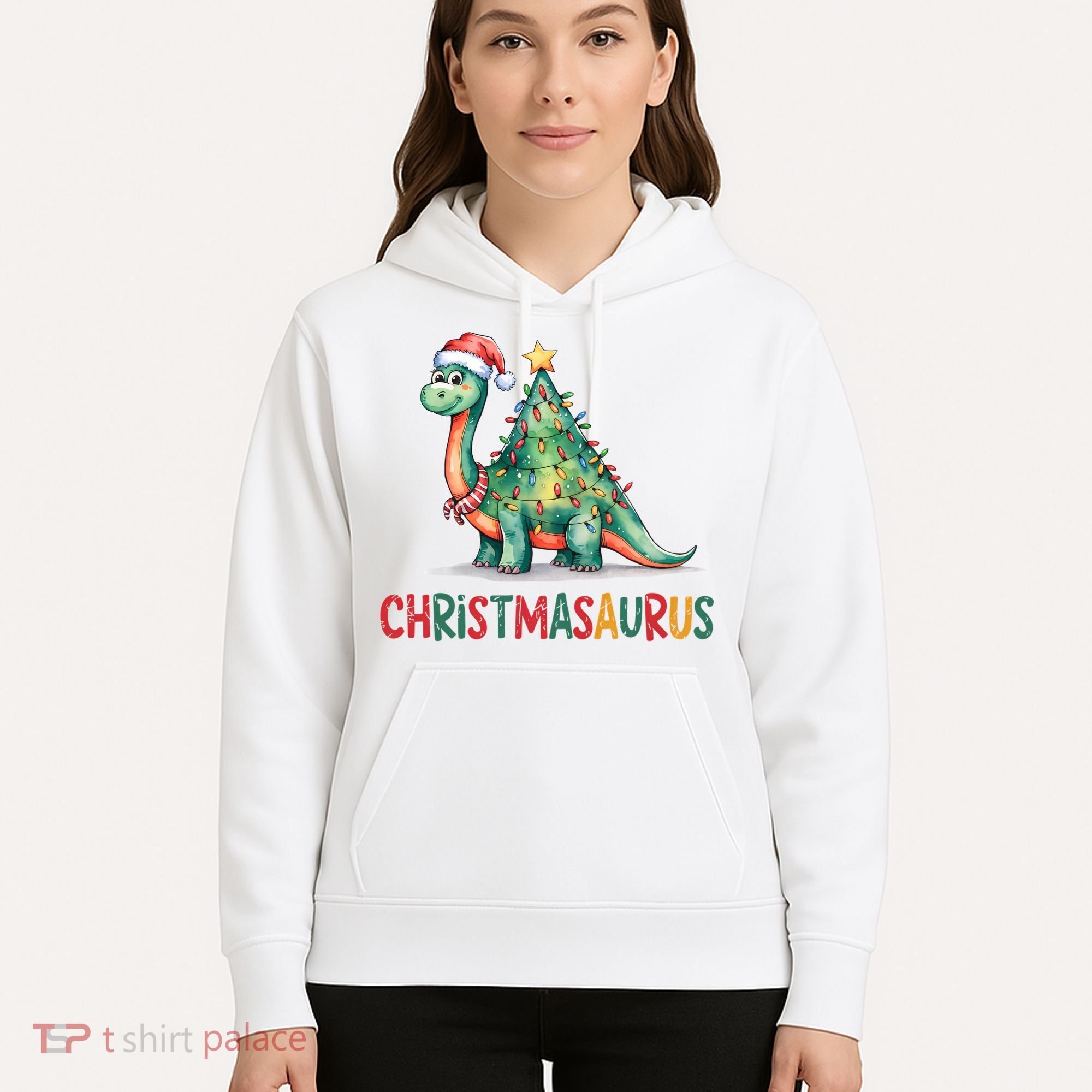 Chrismasaurus Dinosaur Christmas Tree Cute Hoodie