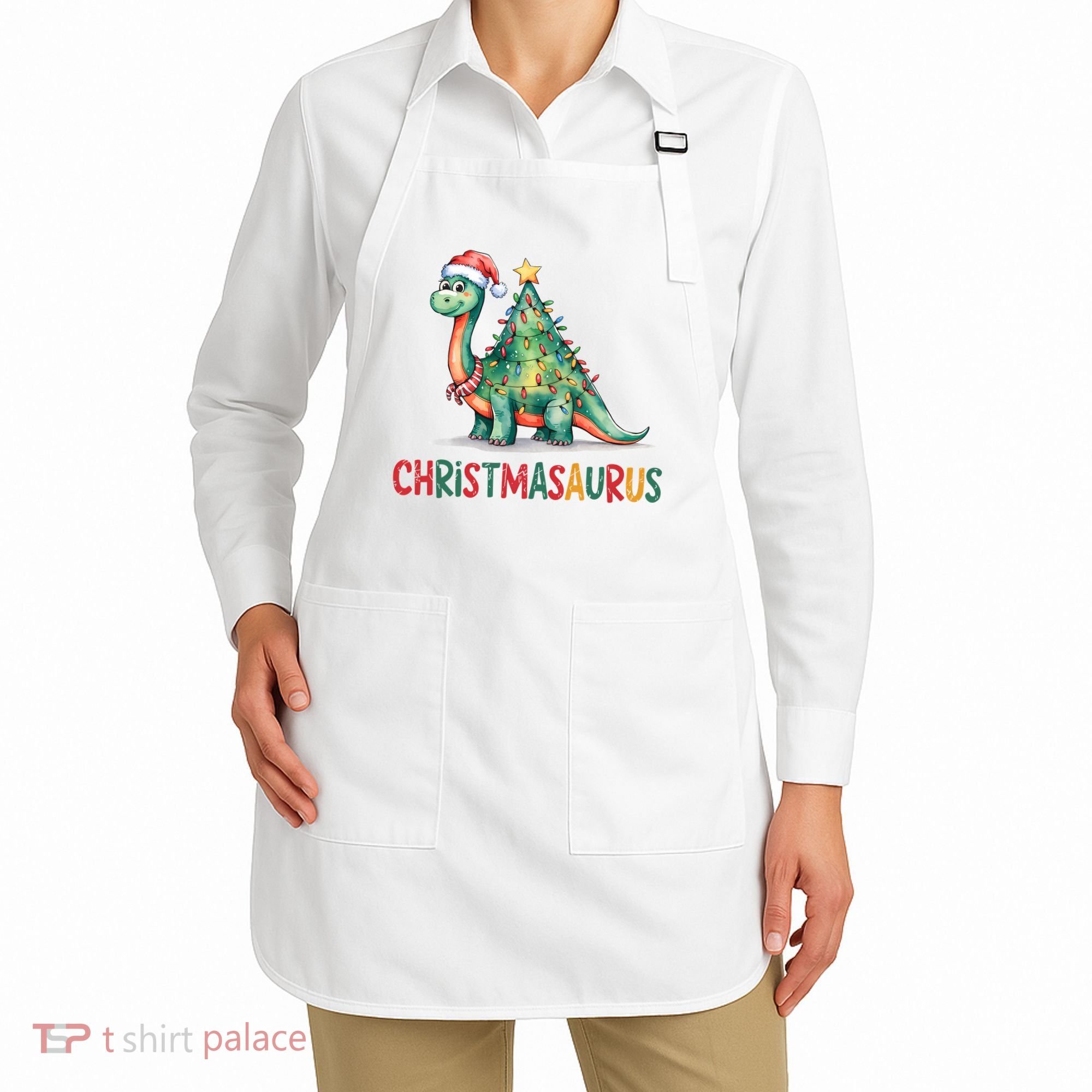 Chrismasaurus Dinosaur Christmas Tree Cute Apron