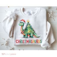 Chrismasaurus Dinosaur Christmas Tree Cute Sweatshirt thumb 2