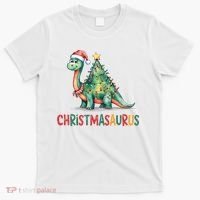 Chrismasaurus Dinosaur Christmas Tree Cute T-Shirt thumb 0