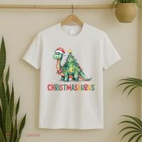 Chrismasaurus Dinosaur Christmas Tree Cute T-Shirt thumb 2