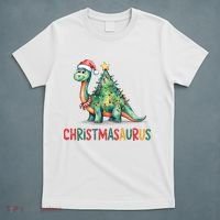 Chrismasaurus Dinosaur Christmas Tree Cute T-Shirt thumb 5