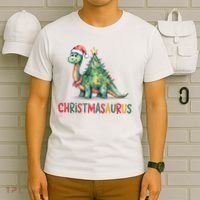 Chrismasaurus Dinosaur Christmas Tree Cute T-Shirt thumb 6
