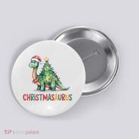 Chrismasaurus Dinosaur Christmas Tree Cute Button thumb 0