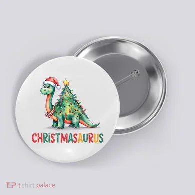Chrismasaurus Dinosaur Christmas Tree Cute Button