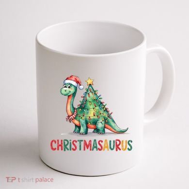 Chrismasaurus Dinosaur Christmas Tree Cute Coffee Mug back