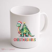 Chrismasaurus Dinosaur Christmas Tree Cute Coffee Mug thumb 1