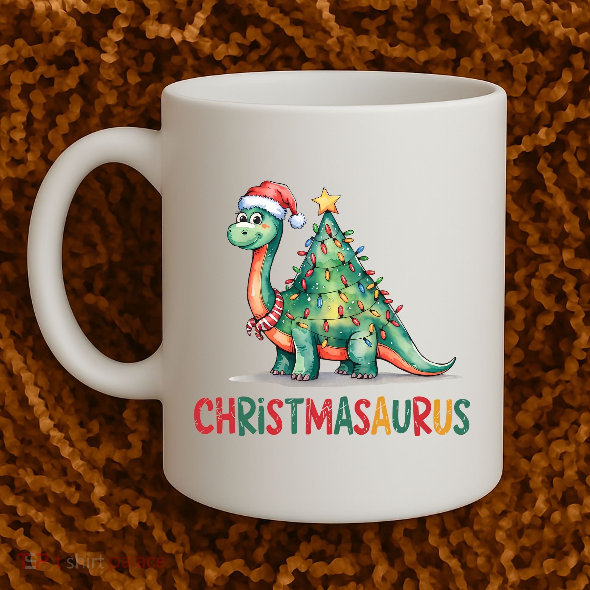 Chrismasaurus Dinosaur Christmas Tree Cute Coffee Mug