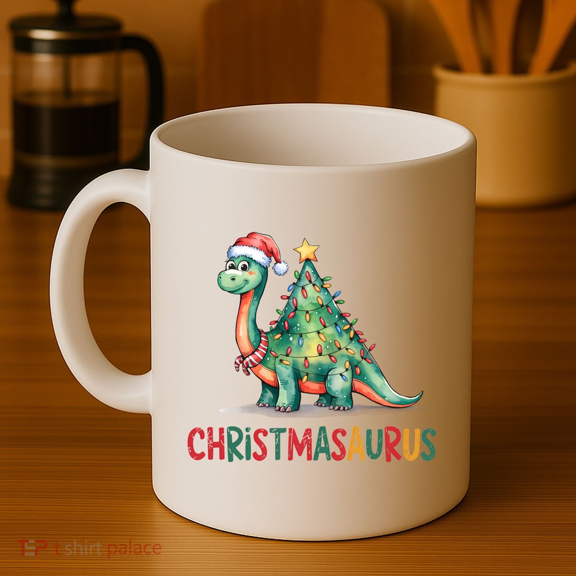 Chrismasaurus Dinosaur Christmas Tree Cute Coffee Mug