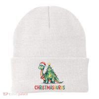 Chrismasaurus Dinosaur Christmas Tree Cute Beanie thumb 0