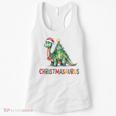 Chrismasaurus Dinosaur Christmas Tree Cute Women's Tank Top