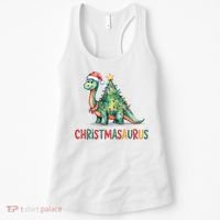 Chrismasaurus Dinosaur Christmas Tree Cute Women's Tank Top thumb 0