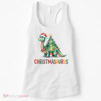 Chrismasaurus Dinosaur Christmas Tree Cute Women's Tank Top thumb 0