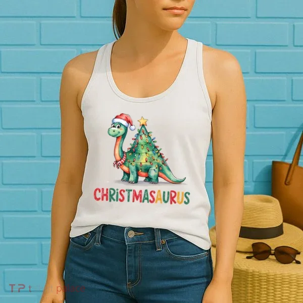 Chrismasaurus Dinosaur Christmas Tree Cute Women's Tank Top