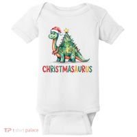 Chrismasaurus Dinosaur Christmas Tree Cute Baby Bodysuit thumb 0