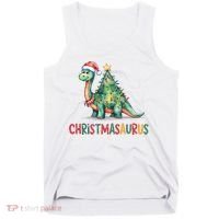 Chrismasaurus Dinosaur Christmas Tree Cute Tank Top thumb 0