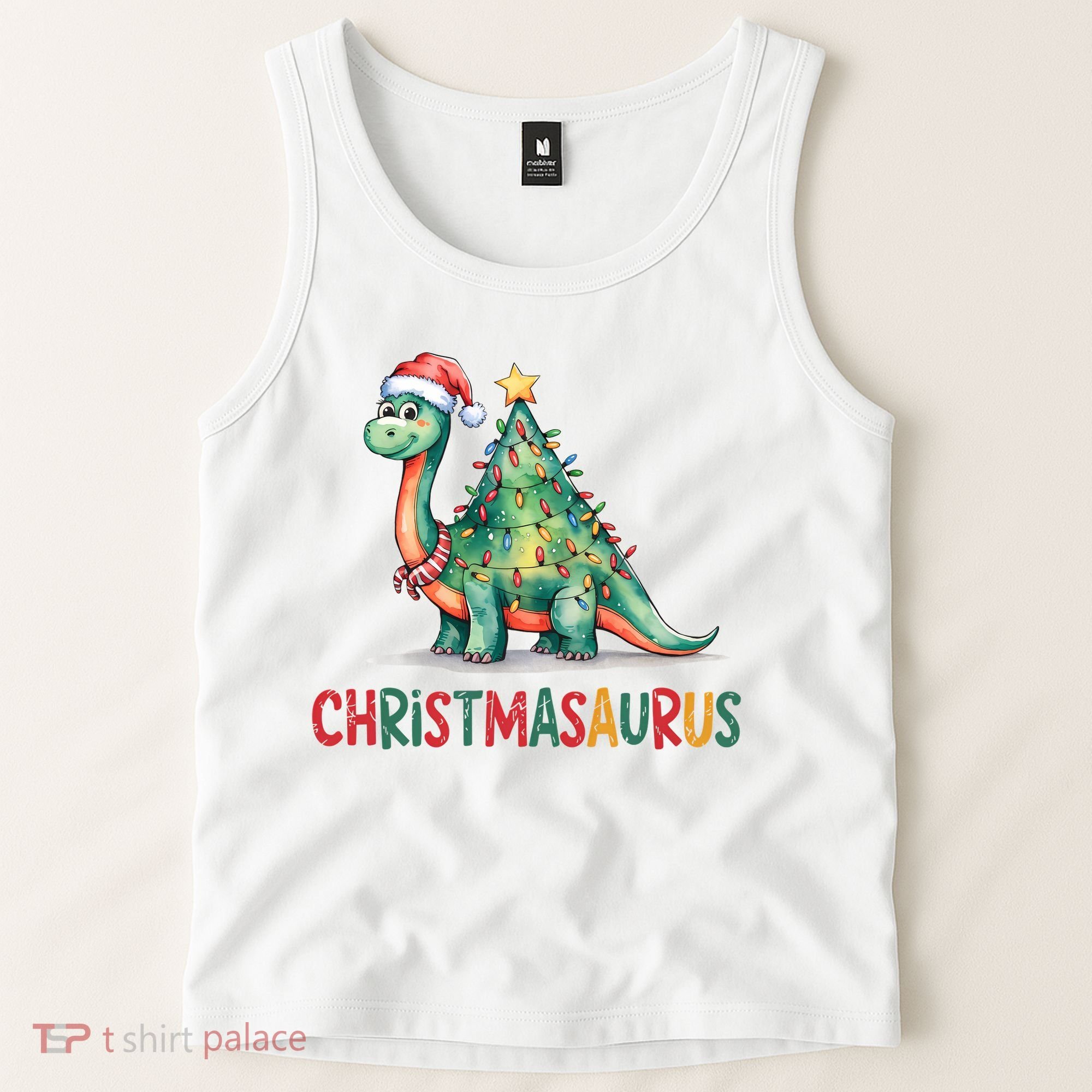 Chrismasaurus Dinosaur Christmas Tree Cute Tank Top