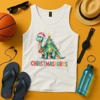 Chrismasaurus Dinosaur Christmas Tree Cute Tank Top thumb 4