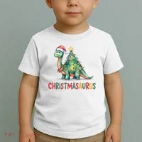 Chrismasaurus Dinosaur Christmas Tree Cute Toddler T-Shirt thumb 2
