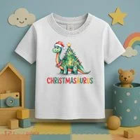 Chrismasaurus Dinosaur Christmas Tree Cute Toddler T-Shirt thumb 3
