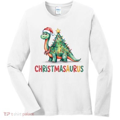 Chrismasaurus Dinosaur Christmas Tree Cute Women's Long Sleeve Shirt