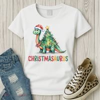 Chrismasaurus Dinosaur Christmas Tree Cute Women's T-Shirt thumb 3