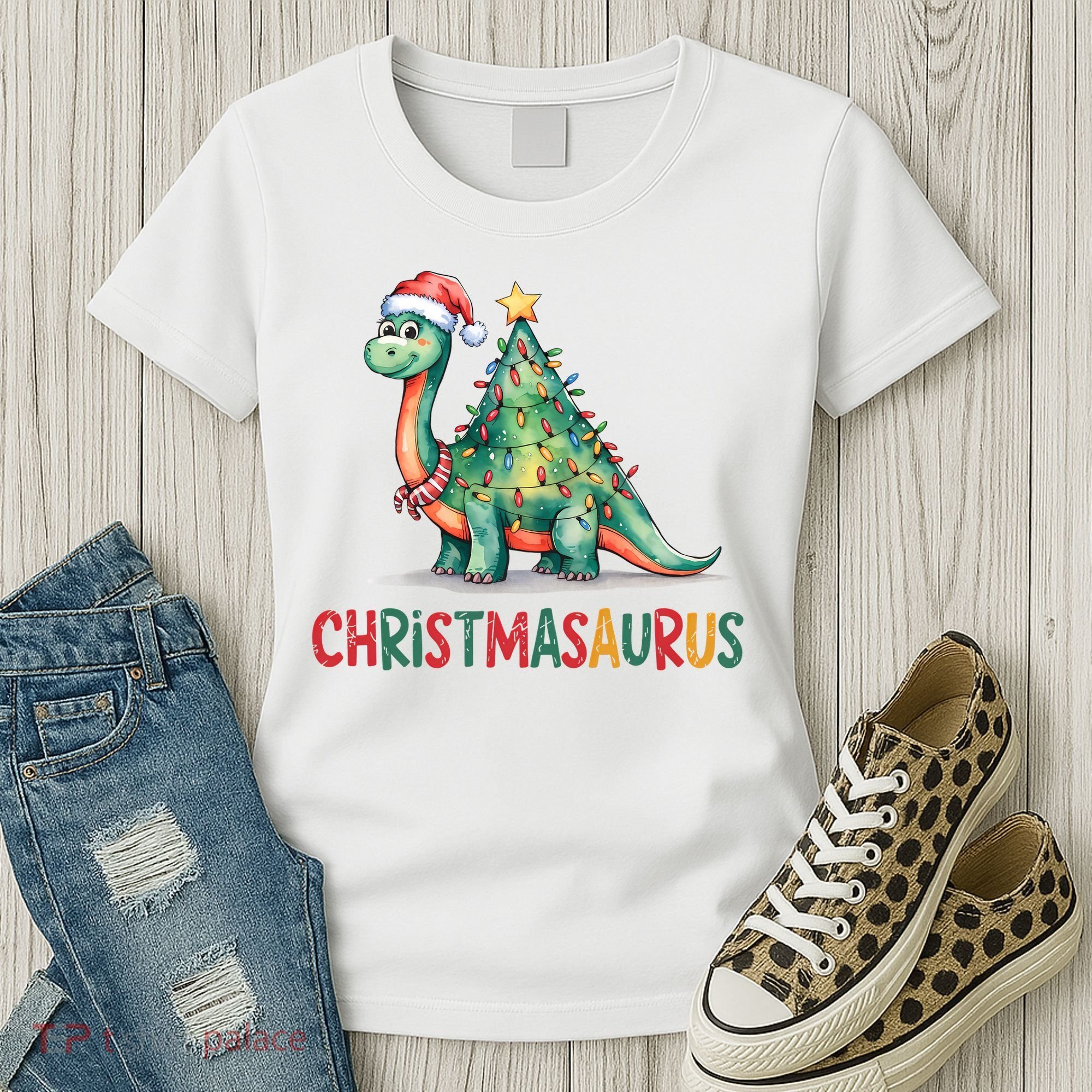 Chrismasaurus Dinosaur Christmas Tree Cute Women's T-Shirt