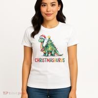 Chrismasaurus Dinosaur Christmas Tree Cute Women's T-Shirt thumb 4