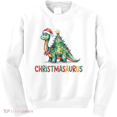 Chrismasaurus Dinosaur Christmas Tree Cute Kids Sweatshirt